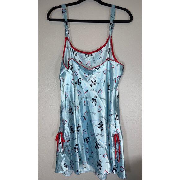 Y2K Scottish Terrier Dog Blue Red Slip Nightie Dress Womens XL Doggie Puppy - Picture 3 of 6